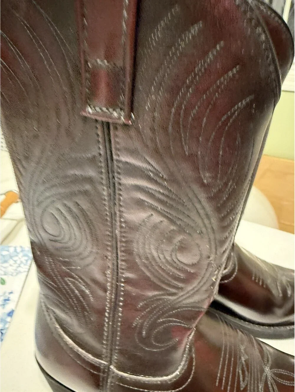 JB Dillion Burgundy Leather Cowboy Boots Mens 7D. New without Box